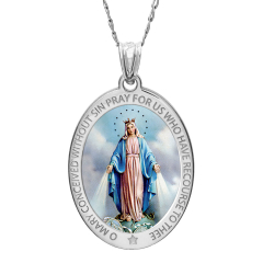 Miraculous Medal Exclusive Color Oval Pendant