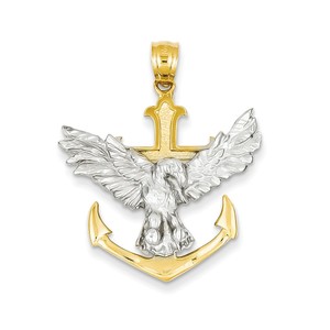 14k Two tone Mariners Cross w Eagle Pendant