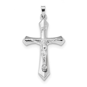 14k White Gold Polished INRI Passion Crucifix Pendant