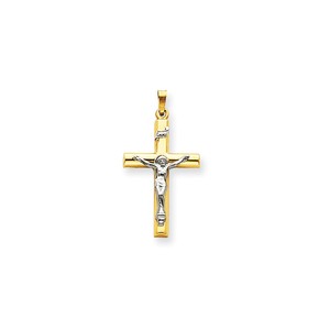 14k Two tone INRI Hollow Crucifix Pendant