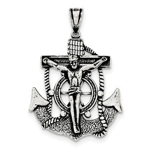 Sterling Silver Antiqued INRI Crucifix Pendant
