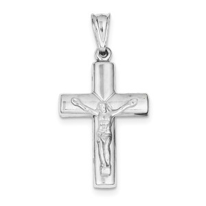 Sterling Silver Rhodium plated Hollow Latin Crucifix Pendant