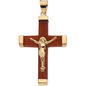 RED JADE SQUARE CRUCIFIX
