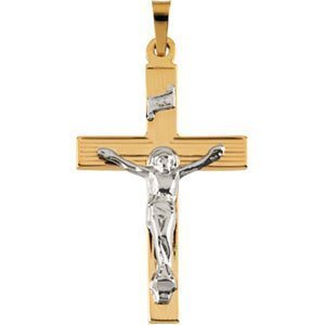14K Two Tone Gold CRUCIFIX PENDANT