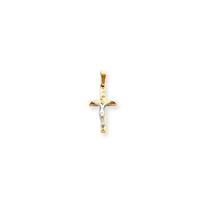 14k Two tone INRI Hollow Crucifix Pendant