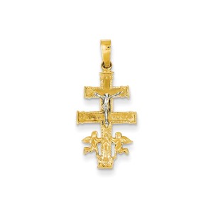14k Two tone Cara Vaca Crucifix Pendant