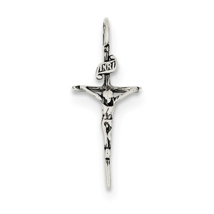 Sterling Silver Antiqued INRI Crucifix Pendant