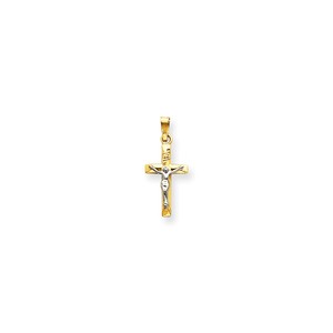 14k Two tone INRI Hollow Crucifix Pendant