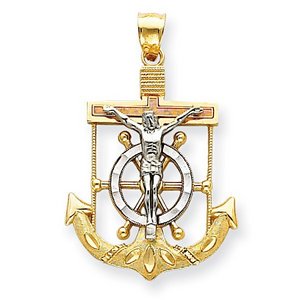 14K Tri Color Gold Mariner s Cross Pendant
