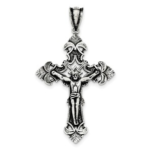 Sterling Silver Antiqued INRI Crucifix Pendant