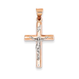 14k Two tone Gold Hollow Crucifix Pendant