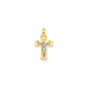14k Two tone Crucifix Pendant