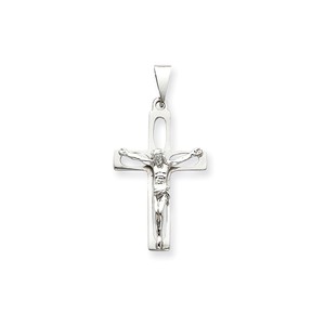 14k White Gold Crucifix Pendant