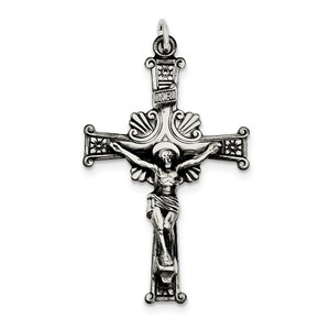Sterling Silver Antiqued INRI Crucifix Pendant
