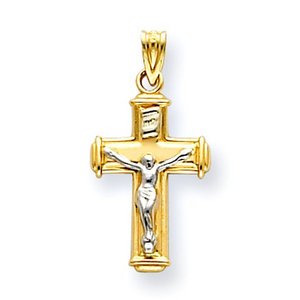 14k Two tone INRI Crucifix Pendant