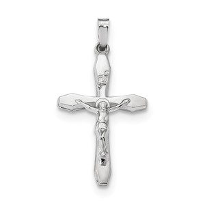 14k White Gold Polished INRI Crucifix Pendant