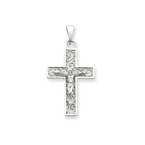 14k White Gold Crucifix Pendant
