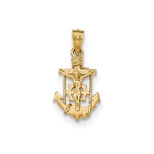 14k Polished Mariner Crucifix Pendant
