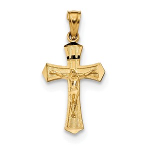 14k Diamond cut Crucifix Pendant