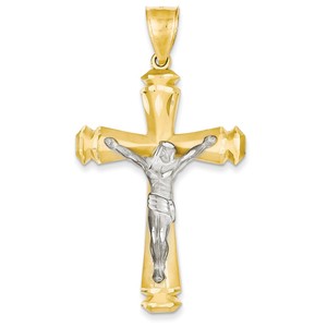 14k Two tone Crucifix Pendant