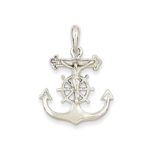 14k White Gold Mariner  s Cross Pendant