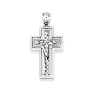 14k White Gold Polished Crucifix Pendant