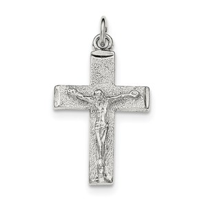 Sterling Silver Polished Squared Cross Crucifix Pendant