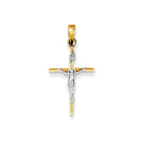 14k Two tone INRI Crucifix Pendant