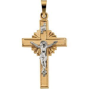 14K Two Tone Gold CRUCIFIX PENDANT