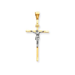 14k Two tone Crucifix Pendant
