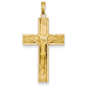 14k Satin Finish Crucifix Pendant