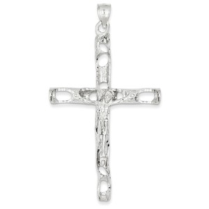 14K White Gold Crucifix Pendant