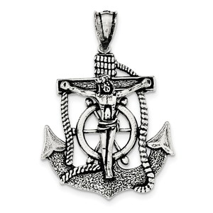 Sterling Silver Antiqued Mariner Cross Pendant