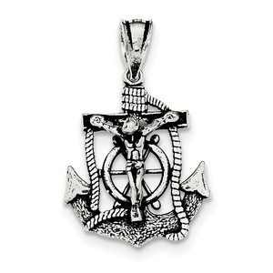 Sterling Silver Antiqued Mini Mariner INRI Crucifix Pendant