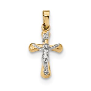 14k Polished INRI Rounded Crucifix Pendant