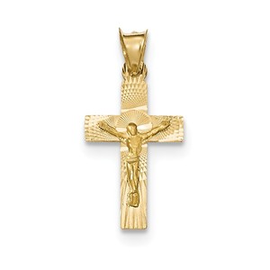 14k Polished Satin and D C Crucifix Pendant