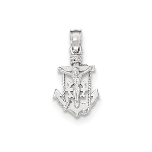 14k White Gold Polished Mariner Crucifix Pendant