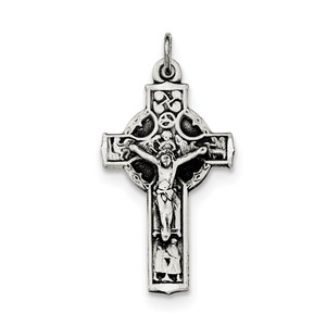 Sterling Silver Antiqued Irish 4 Way INRI Crucifix Cross Pendant