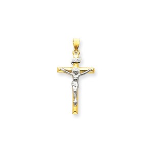14k Two tone INRI Crucifix Pendant