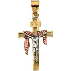 TRICOLOR CRUCIFIX W SHROUD PENDANT