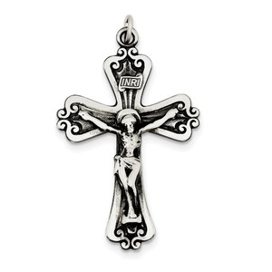 Sterling Silver Antiqued INRI Crucifix Pendant