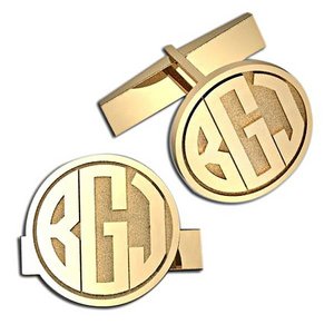 Circle Monogram Block Cuff Links