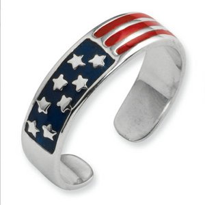 Sterling Silver Enameled Flag Toe Ring