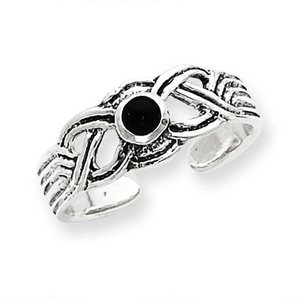 Sterling Silver Antiqued CZ Toe Ring