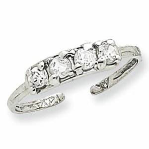14k White Gold CZ Toe Ring