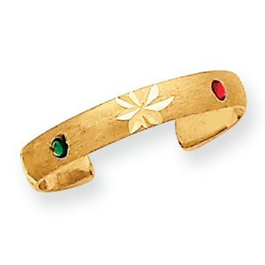 14k Yellow Gold Enameled Toe Ring