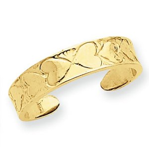 14k Yellow Gold Heart Toe Ring