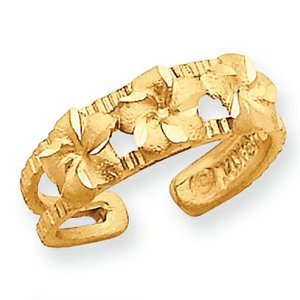 14k Yellow Gold Plumeria Toe Ring