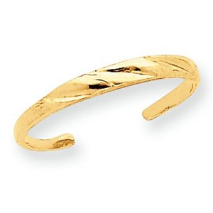 14k Yellow Gold Diamond Cut Toe Ring