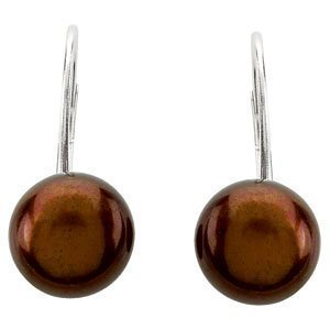 Freshwater Chocolate Pearl Lever Back Earrings